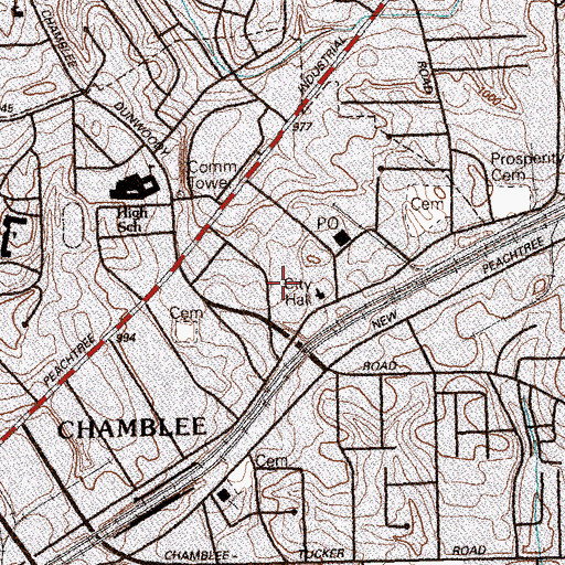 Topographic Map of Chamblee City Hall, GA