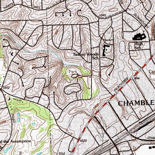 Topographic Map of Chamblee City Park, GA