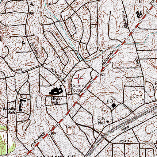 Topographic Map of Chamblee Plaza Shopping Center, GA