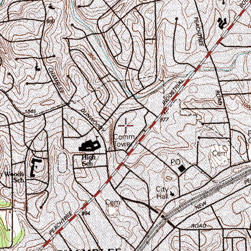 Topographic Map of Chamblee Plaza Shopping Center, GA