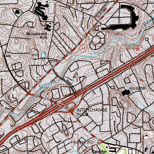Topographic Map of Corporate Square Office Park, GA