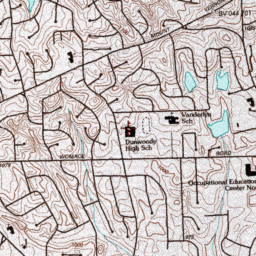Topographic Map of Dunwoody High School, GA