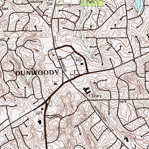 Topographic Map of Dunwoody Post Office, GA
