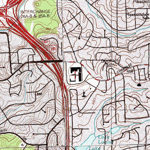 Topographic Map of Embry Hills Shopping Center, GA