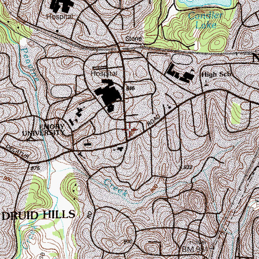 Topographic Map of Gambrell Hall, GA