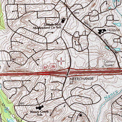 Topographic Map of Georgetown Shopping Center, GA