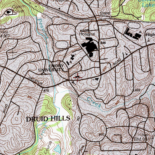 Topographic Map of Glenn Memorial United Methodist Church, GA