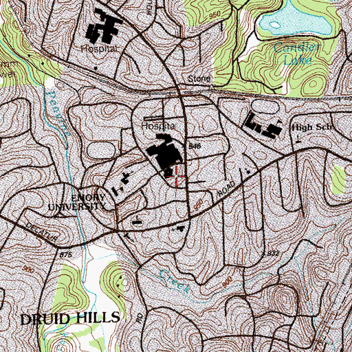 Topographic Map of Harris Hall, GA