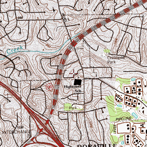 Topographic Map of Hightower Elementary School, GA