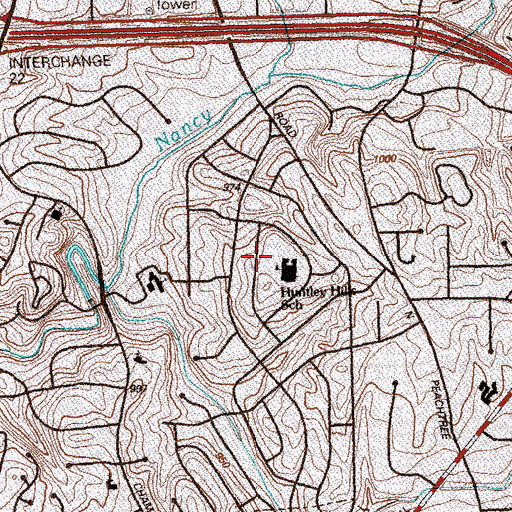 Topographic Map of Huntley Hill, GA