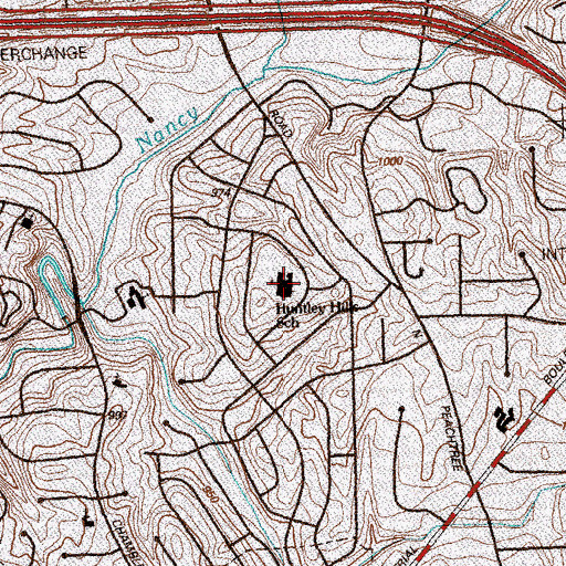 Topographic Map of Huntley Hills Elementary School, GA