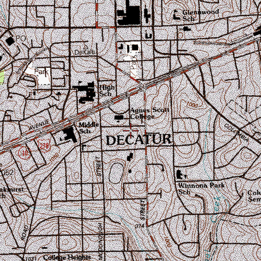 Topographic Map of McCain Library, GA