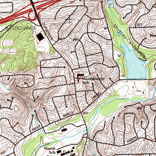 Topographic Map of Montgomery Elementary School, GA