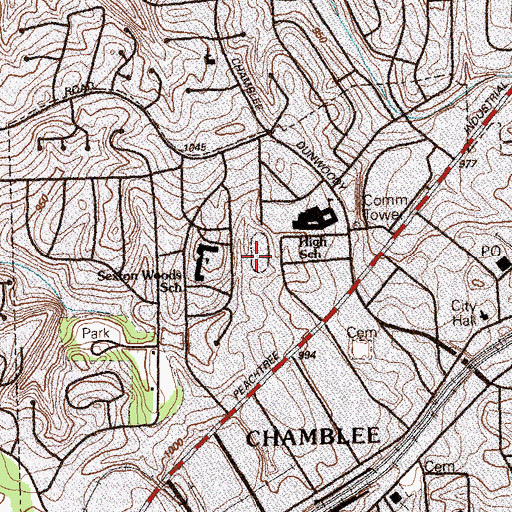 Topographic Map of North DeKalb Stadium, GA