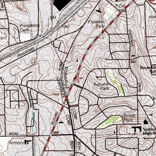 Topographic Map of Northwoods Plaza Shopping Center, GA
