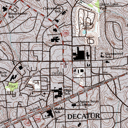 Topographic Map of Old DeKalb County Courthouse, GA