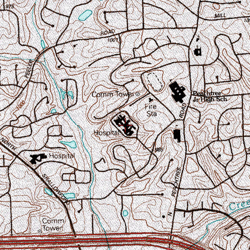 Topographic Map of Peachford Behavioral Health System of Atlanta, GA