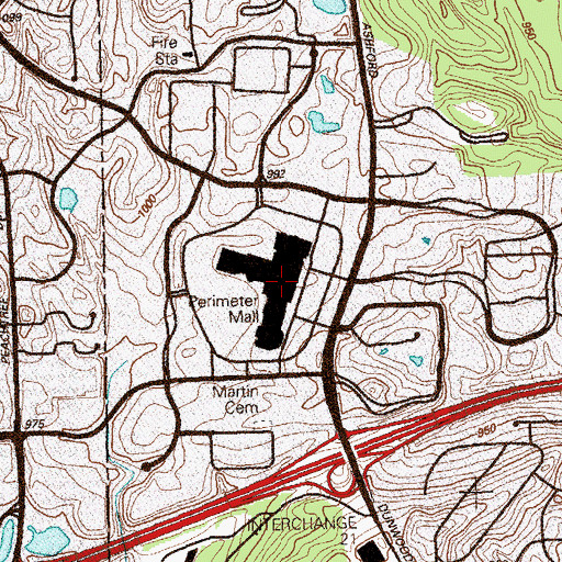 Topographic Map of Perimeter Mall Shopping Center, GA