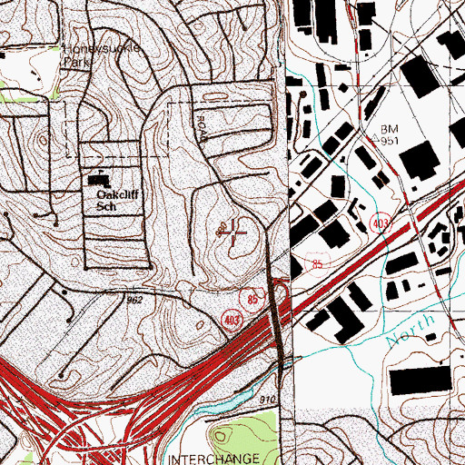 Topographic Map of Perimeter McCall Business Park, GA