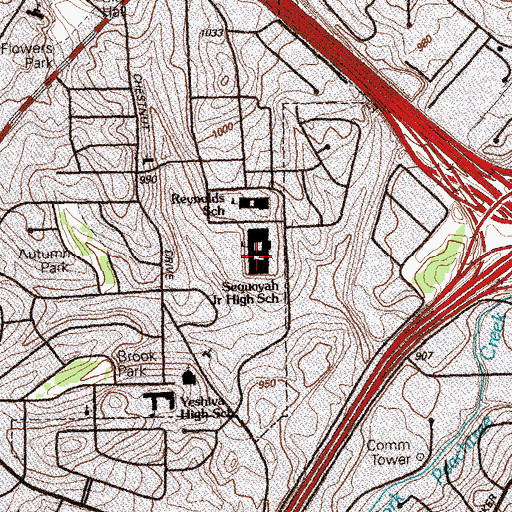 Topographic Map of Sequoyah High School, GA