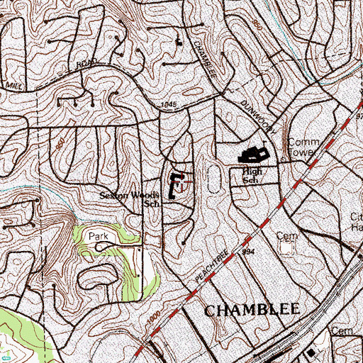 Topographic Map of Chamblee Middle School, GA