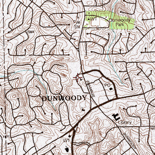 Topographic Map of The Shops at Dunwoody Shopping Center, GA