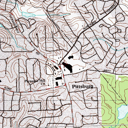 Topographic Map of Tucker Square Shopping Center, GA