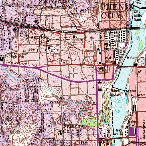 Topographic Map of Phenix City Post Office, AL