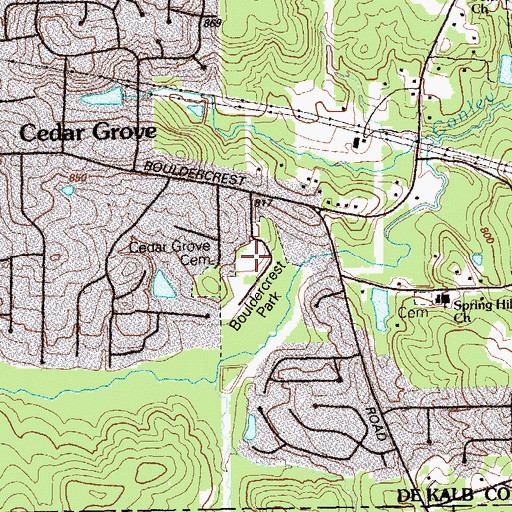 Topographic Map of Bouldercrest Park, GA