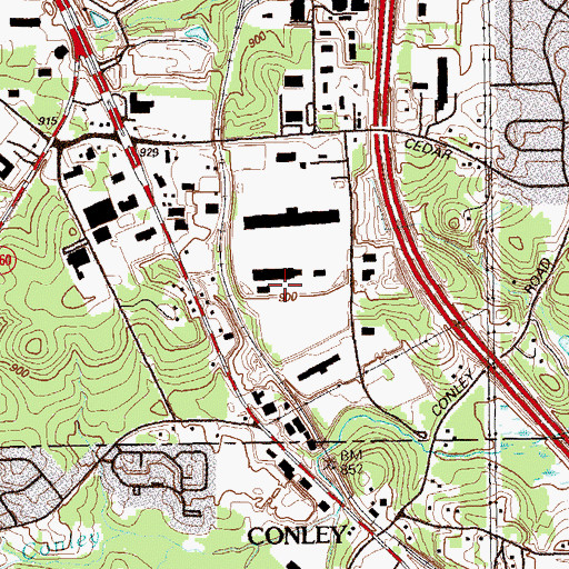 Topographic Map of Bowman Industrial Park, GA