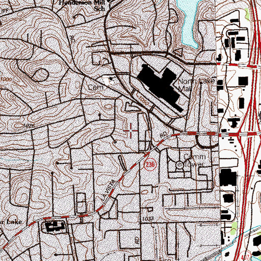 Topographic Map of Briarcliff Village Shopping Center, GA