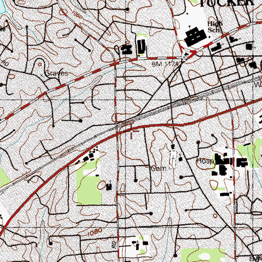 Topographic Map of Brockett Plaza Shopping Center, GA