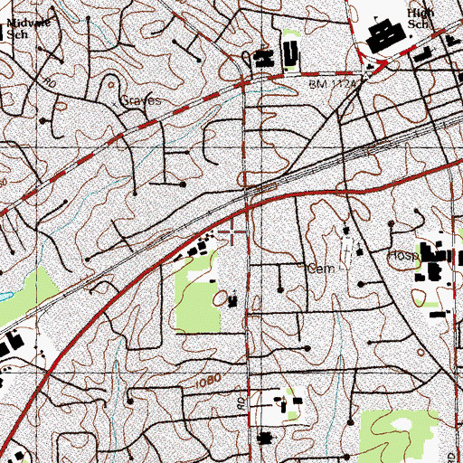 Topographic Map of Brockett Square Shopping Center, GA