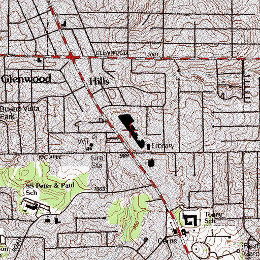 Topographic Map of Candler-McAfee Shopping Center, GA