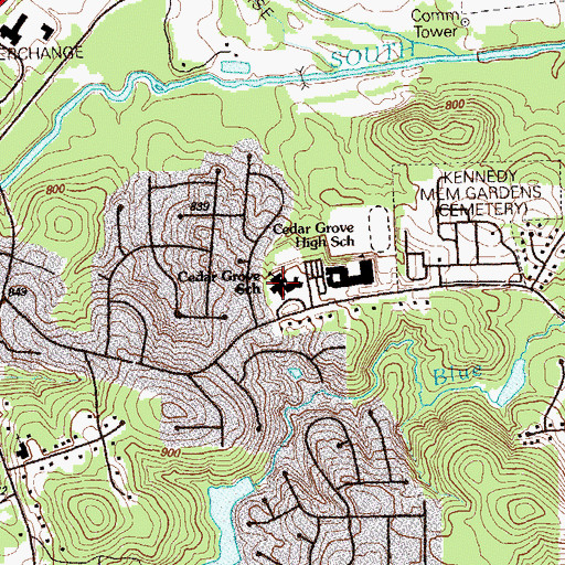 Topographic Map of Cedar Grove Elementary School, GA