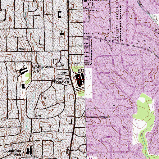 Topographic Map of Columbia High School, GA