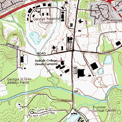 Topographic Map of Georgia Perimeter College Decatur Campus, GA