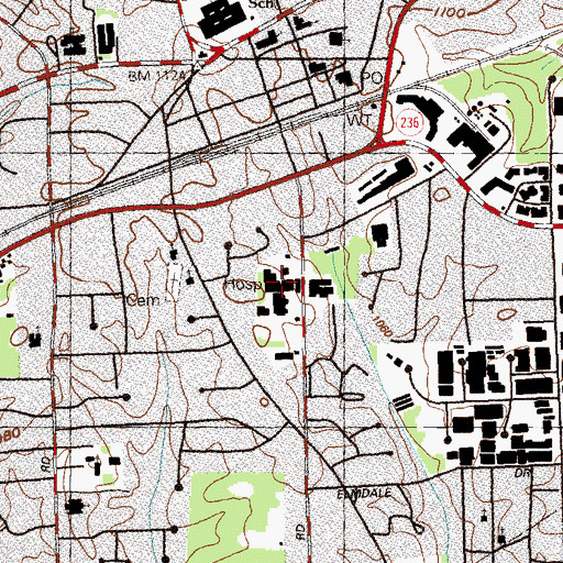 Topographic Map of Doctors Hospital, GA