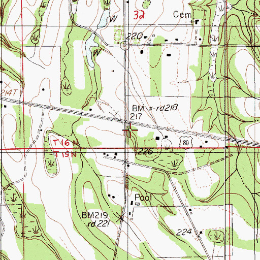 Topographic Map of Tyler Post Office, AL