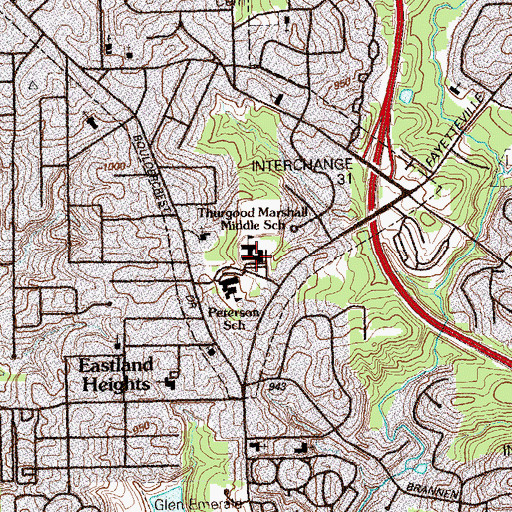 Topographic Map of Marshall Middle School (historical), GA