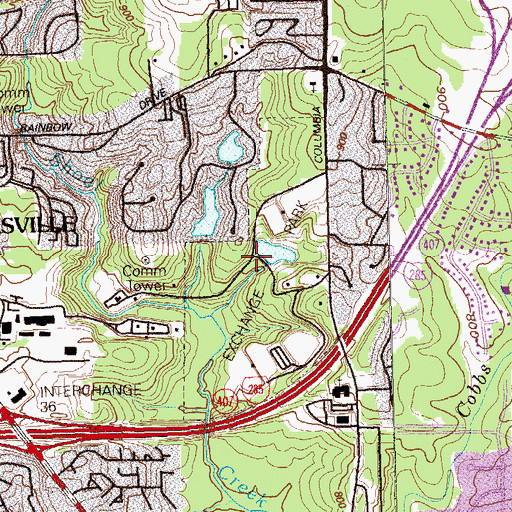 Topographic Map of Exchange Park, GA