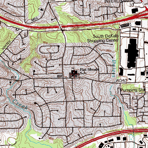 Topographic Map of Flat Shoals Elementary School, GA