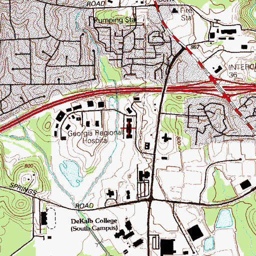 Topographic Map of Georgia Regional Hospital at Atlanta, GA