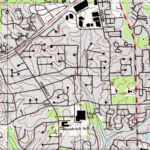 Topographic Map of Hunters Glen, GA
