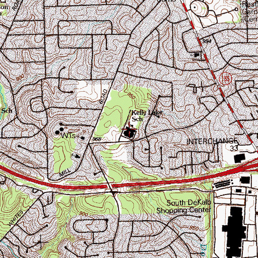 Topographic Map of Kelley Lake Elementary School, GA
