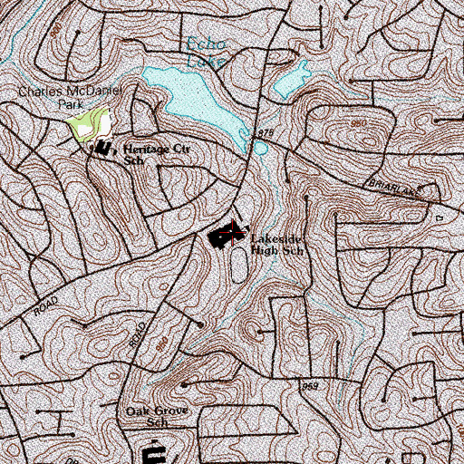 Topographic Map of Lakeside High School, GA