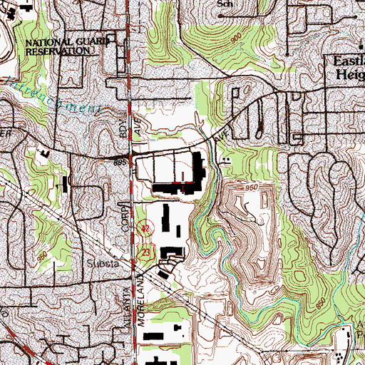 Topographic Map of Moreland Shopping Center, GA