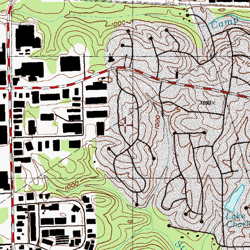 Topographic Map of Mountain Woods, GA