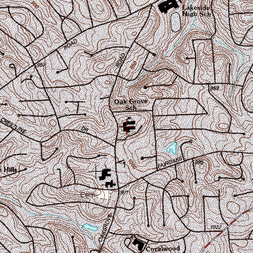 Topographic Map of Oak Grove Elementary School, GA