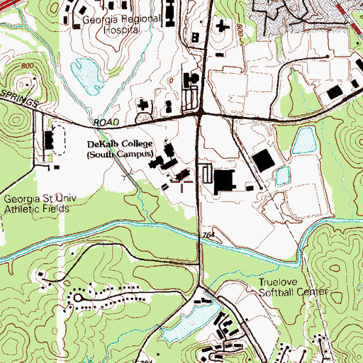 Topographic Map of DeKalb High School of Technology South, GA